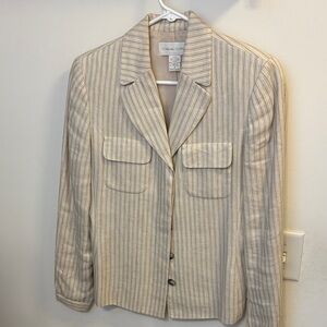Casual Corner Women's Beige Striped Blazer
